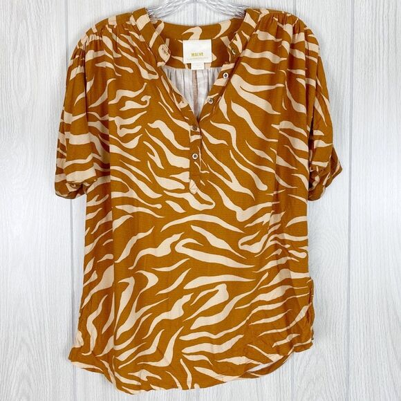 Anthropologie Tops - Anthropologie | Maeve | Windham Orange Animal Print Blouse Size Small
